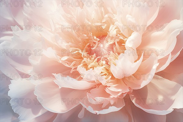 Close up of cream colored peony spring flower. KI generiert, generiert AI generated