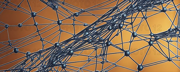 Network of interconnected shapes inspired by the structure of spider silk representing strength and