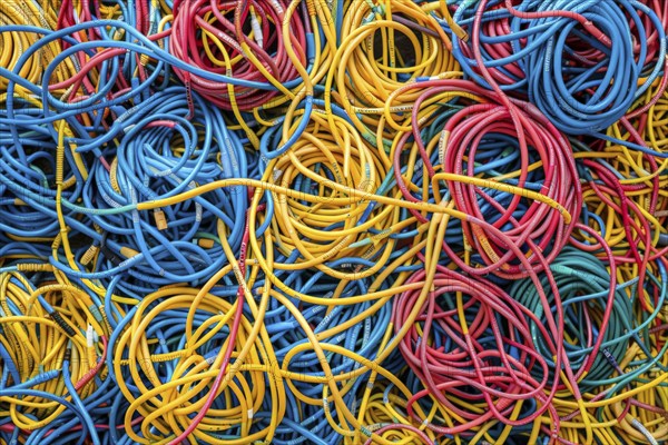 Electronic waste, cable, data cable, power cable, format-filling, symbolic image for cable