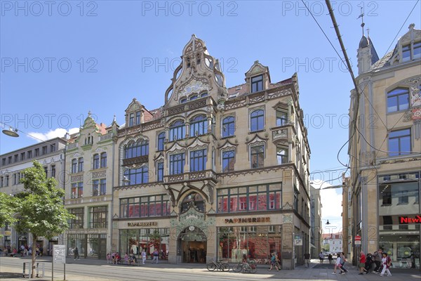 Historic commercial building with ornaments and tail gable, Anger 23, Erfurt, Thuringia, Germany,