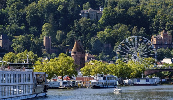 View of Miltenberg, with the parish church of St James, the castle and the Ferris wheel from the