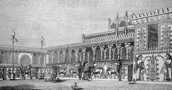 Reconstruction of the north wing of the palace of Khorsabad, Assyrian city in present-day Iraq,