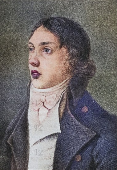 Samuel Taylor Coleridge, 1772-1834, English poet, critic and philosopher, Illustration from the