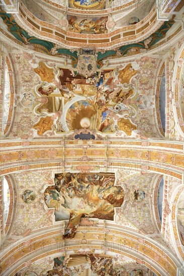 Interior of the Cistercian Abbey Church Fürstenfeld in Fürstenfeldbruck, Upper Bavaria, Bavaria,