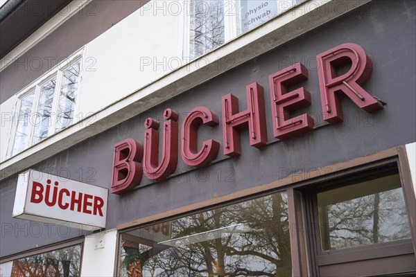 Lettering books, bookshop, Hans-Sachs-Straße, Lichterfelde, Steglitz-Zehlendorf, Berlin, Germany,