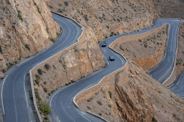 Mountain pass with serpentines, Gorges du Dades, Dades Gorge, Tamellalt, Morocco, Africa
