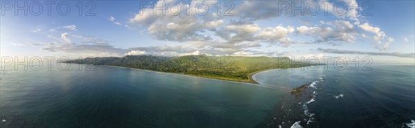Panorama, aerial view, Marino Ballena National Park, Osa National Park, headland and sea of the