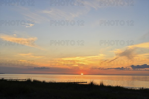 Sunset on the beach of the island of Poel, Mecklenburg-Western Pomerania, Germany, Europe