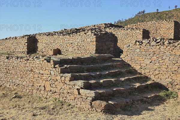 Ruins of the palace of the Queen of Sheba near Aksum, Axum, Dongur Palace, Ethiopia, Africa