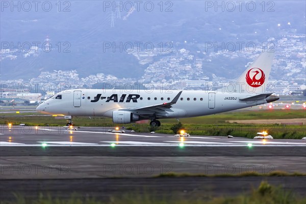 J-Air Embraer 170 aircraft with registration number JA220J at Itami Airport (ITM) in Osaka, Japan,