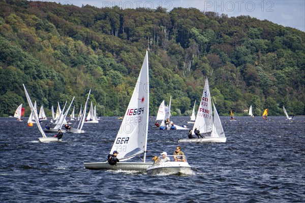 Lake Baldeney, sailing regatta, laser and dinghy class, Essen, North Rhine-Westphalia, Germany,