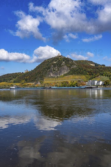 Drachenfels, a mountain in the Siebengebirge on the Rhine between Bad Honnef and Königswinter, with