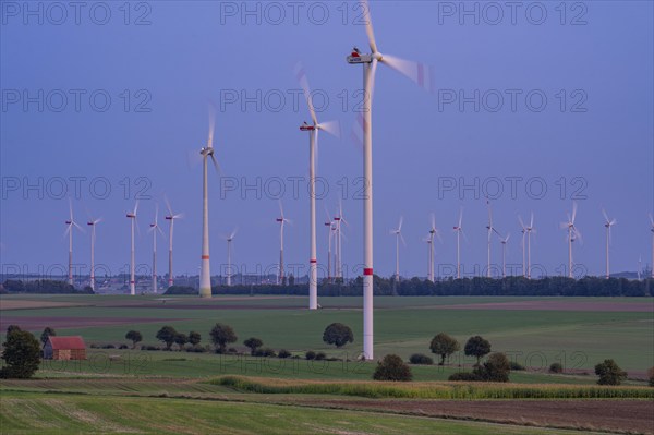 Wind farm, south of the village of Helmern, belongs to Bad Wünnenberg, Paderborn district, OWL,