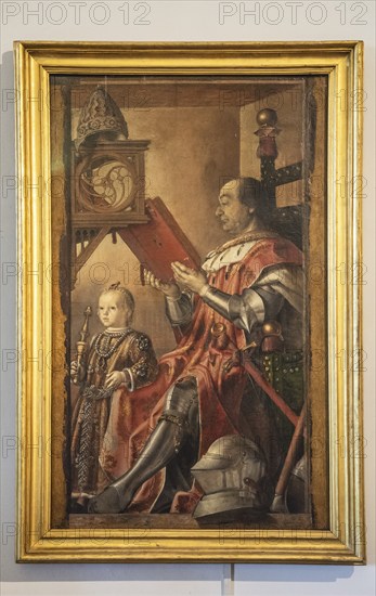 Portrait of Federico da Montefeltro and His Son Guidobaldo by Pedro Berruguete, painting in Ducal