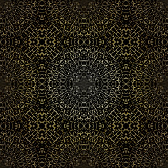 Geometric gold lace seamless pattern. Arabic tile lattice vector background.