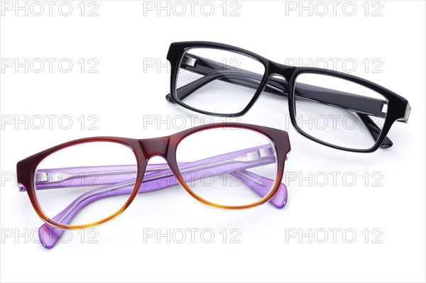 Two pairs of glasses on a white background, studio shot