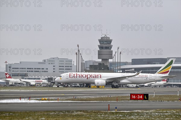 Aircraft Ethiopian Airlines, Airbus A350-900, ET-AYM, Zurich Kloten, Switzerland, Europe