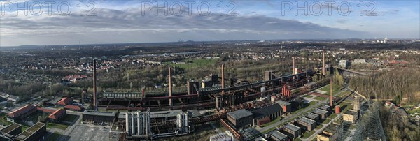 Panorama aerial view of the former Zollverein coking plant in Essen, 18/03/2020