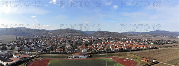 Aerial view of Wachenheim Pfalz, Germany, Europe
