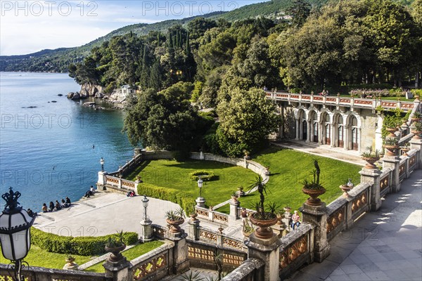 Park of Miramare Castle with marvellous view of the Gulf of Trieste, 1870, residence of Maximilian