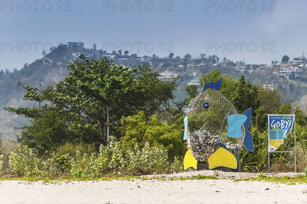 Plastic waste collection bins on the beach, recycling, plastic, plastic waste, environment,