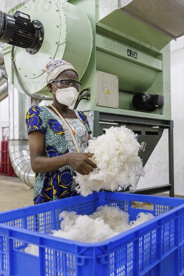 BENIN TEXTILE CORPORATION BENIN, Processing of cotton in a spinning mill factory near Cotonou in