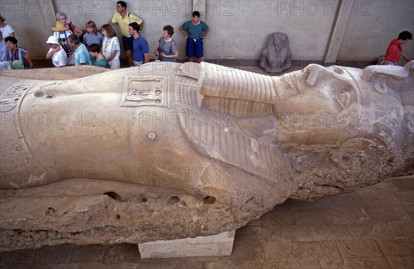 Granite colossus of Ramses II, open-air museum, Memphis, Cairo, Egypt, September 1989, vintage,
