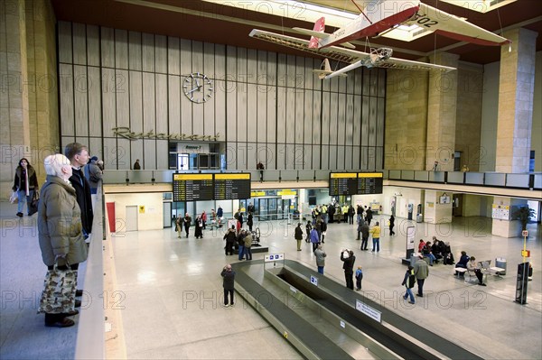 Passengers at Tempelhof Airport, two days in front of the closure of flight operations, Berlin, 28