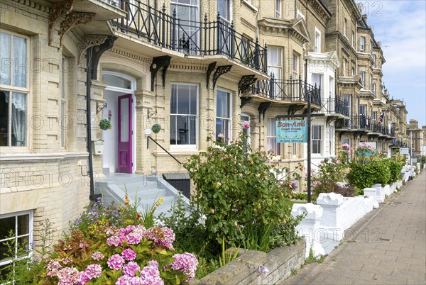History buildings traditional guesthouses on seafront, Kirkley Cliff Road, Lowestoft, Suffolk,