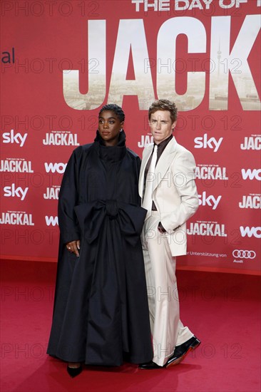 Lashana Lynch and Eddie Redmayne at the German premiere of The day of the Jackal at the Zoo Palast