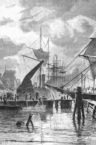 Harbour of Rostock, Baltic Sea, Mecklenburg-Western Pomerania, Germany, sailing ships, masts,