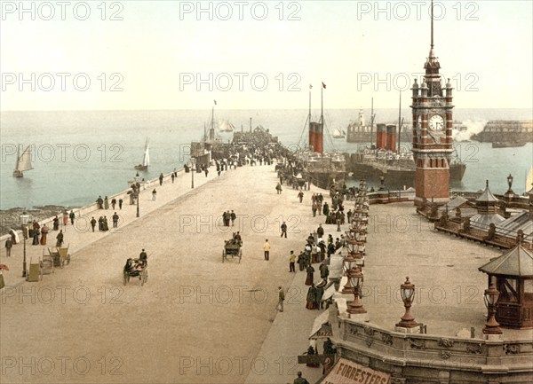 Douglas Pier, Isle of Man / Isle of Man, Historic, digitally restored reproduction from a 19th