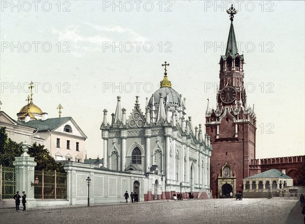 Saviour's Tower of the Kremlin, Moscow, Russia, 1890, Historical, digitally restored reproduction