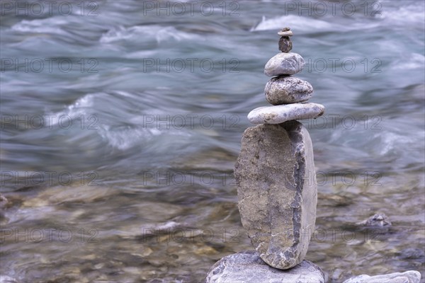 Cairn, Oybach in Oytal, near Oberstdorf, Allgäu, Bavaria, Germany, Europe