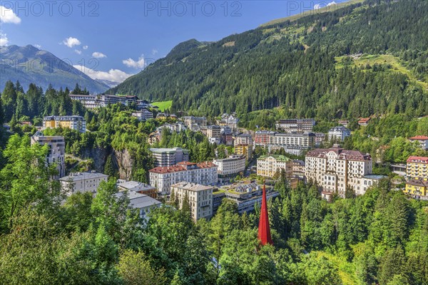 View of the village with Radhausberg 2613m, Bad Gastein, Gastein valley, Hohe Tauern, Pongau,