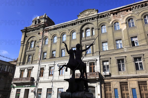 Building at the Piata St George, Sf. Gheorghe, Statue of the Dragon Toeter, Romania, Banat,