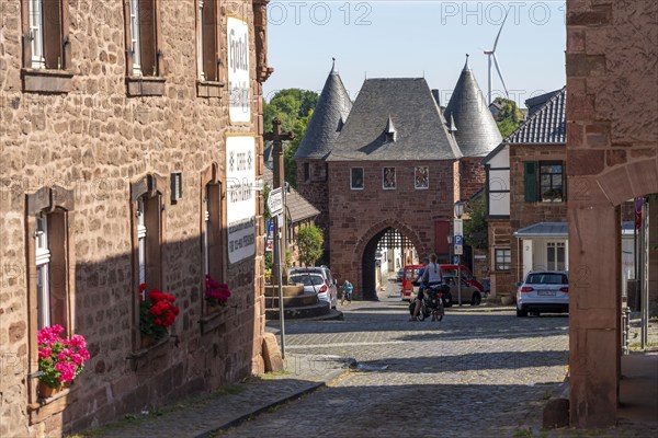 The Düren Tor, tower gate of the town fortifications of the town of Nideggen, Eifel, North