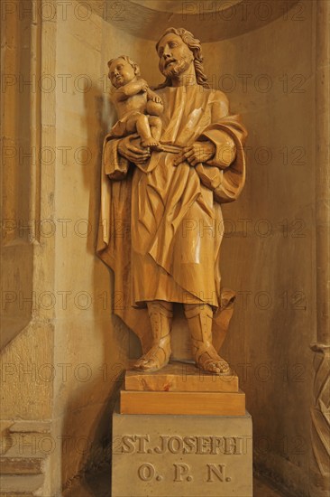 Wooden sculpture of Joseph of Nazareth in the UNESCO Cathedral, Saint, Joseph, Saint, baby Jesus,