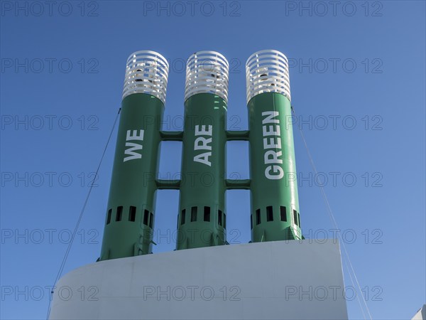 Chimney of the ferry Hanstholm-Bergen, Danmark-Norway (Fjordline), fuelled by LPG