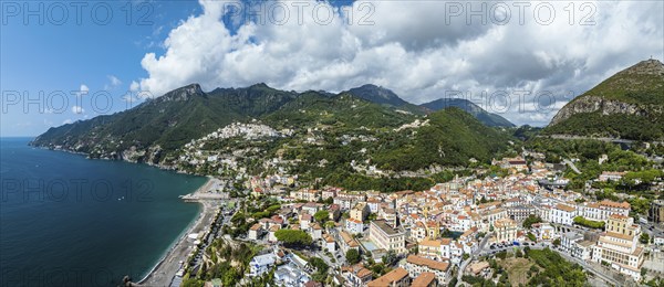 Panorama of Vietri sul Mare from a drone, Amalfi Coast, Salerno, Campania, Italy, Europe