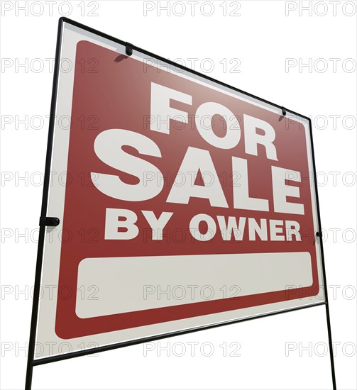 Right facing for sale by owner real estate yard sign isolated on a white background