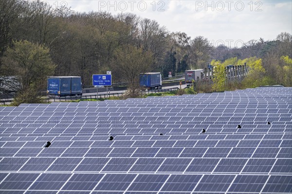 Solar park near Neukirchen-Vluyn, along the A40 motorway, over 10, 000 solar modules spread over 4