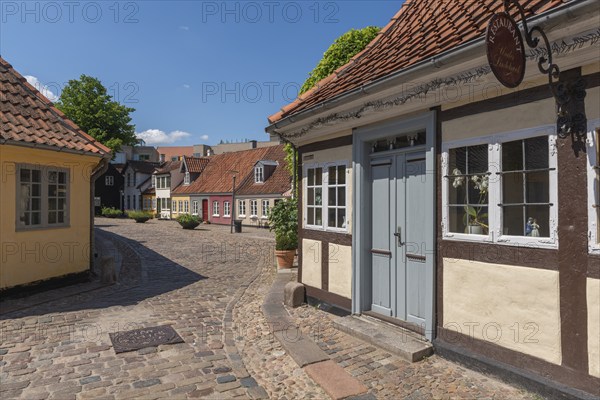Odense, Old Town, Hans Christian Andersen Hus, left corner house, probable birthplace of the poet