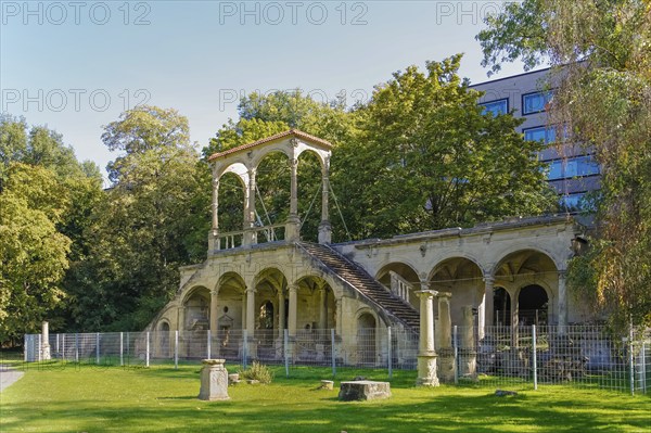 Lusthausruine Stuttgart in the middle palace garden, palace park, staircase of the former