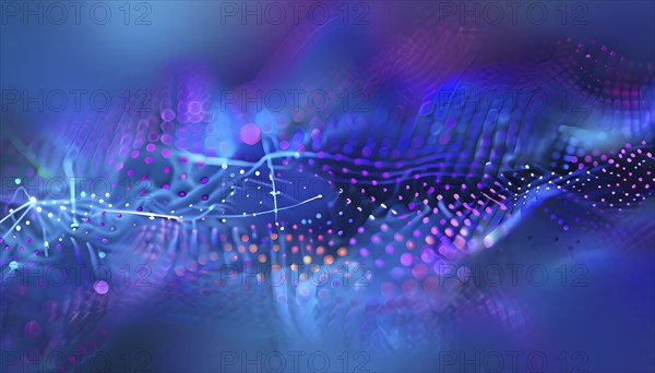 Artificial intelligence, lines, dots and pattern, vibrant blue and purple hues, abstract wallpaper