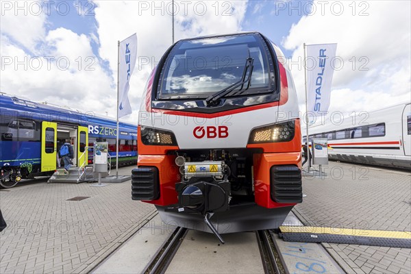 KISS multiple unit, EMU from Stadler. ÖBB passenger transport. InnoTrans 2024. international trade