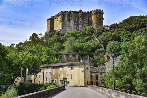 The castle in the commune of Suze-la-Rousse in the Département of Drôme in the Auvergne-Rhône-Alpes
