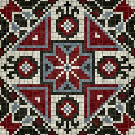 Mosaic tiles decorative background, seamless repeating vector pattern template for wallpaper,