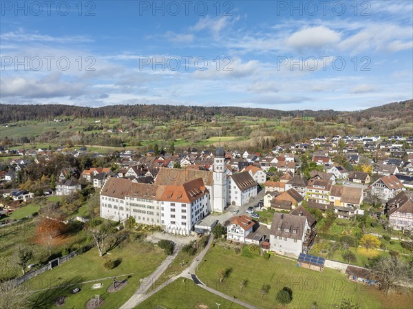 Aerial view of the former Augustinian canons' monastery and collegiate church in the Höri community