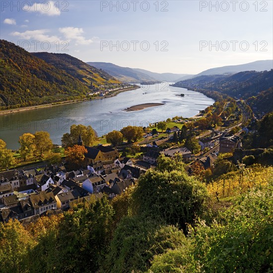 View of Bacharach on the Rhine in autumn, UNESCO World Heritage Upper Middle Rhine Valley,